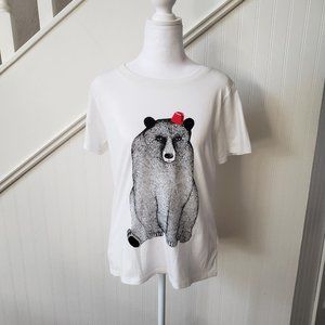 French Connection White T-Shirt/Polar Bear (NEW)XS